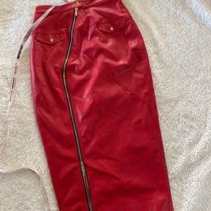Red Leather Midi Skirt🌹